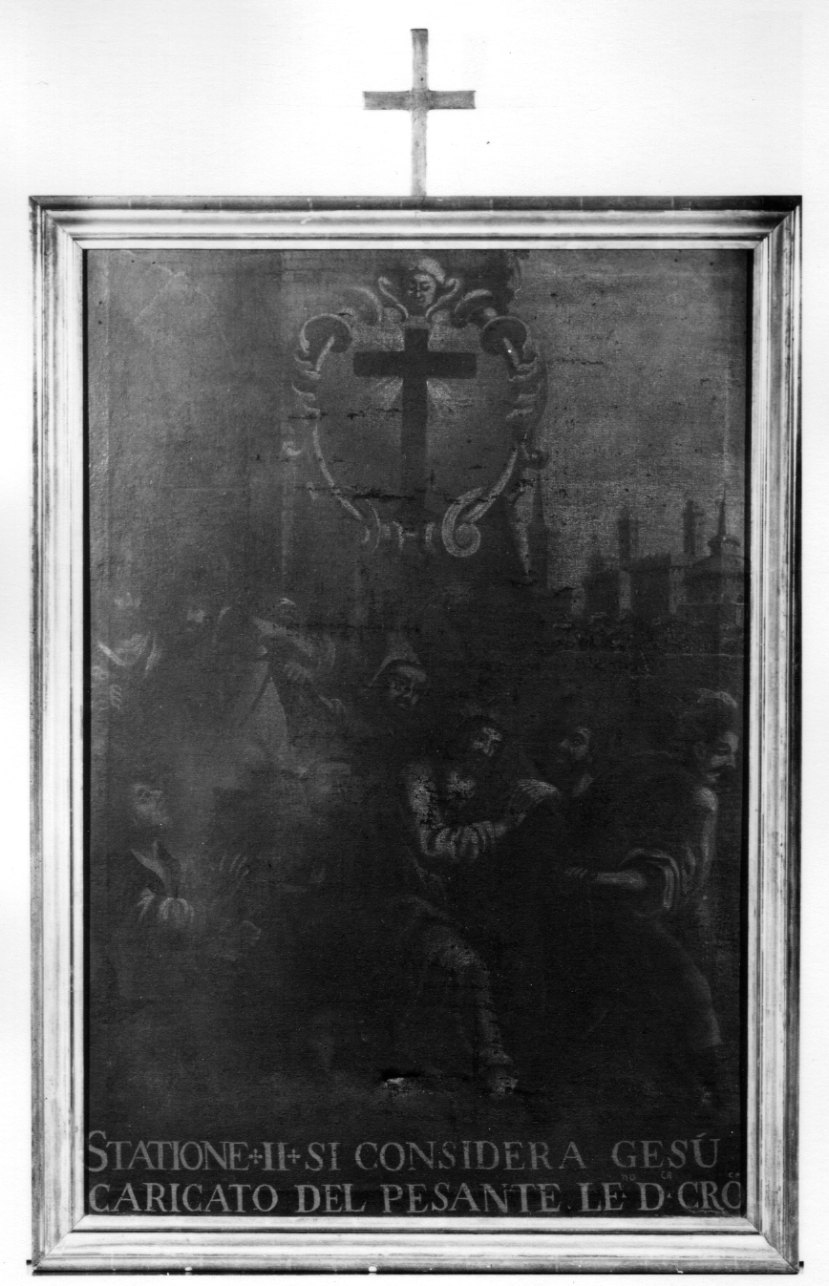 stazione II: Gesù caricato della croce (dipinto) - ambito piemontese (prima metà sec. XVIII)