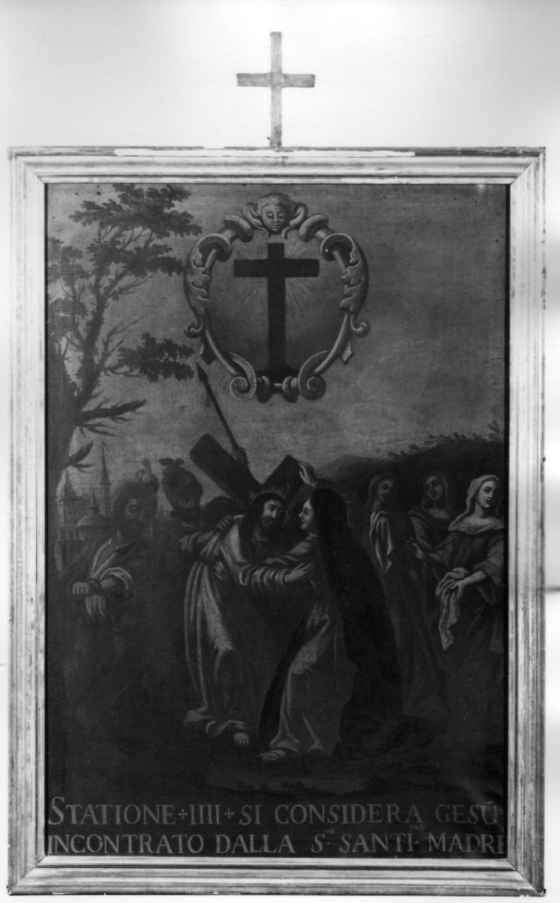 stazione IV: Gesù incontra la Madonna (dipinto) - ambito piemontese (prima metà sec. XVIII)