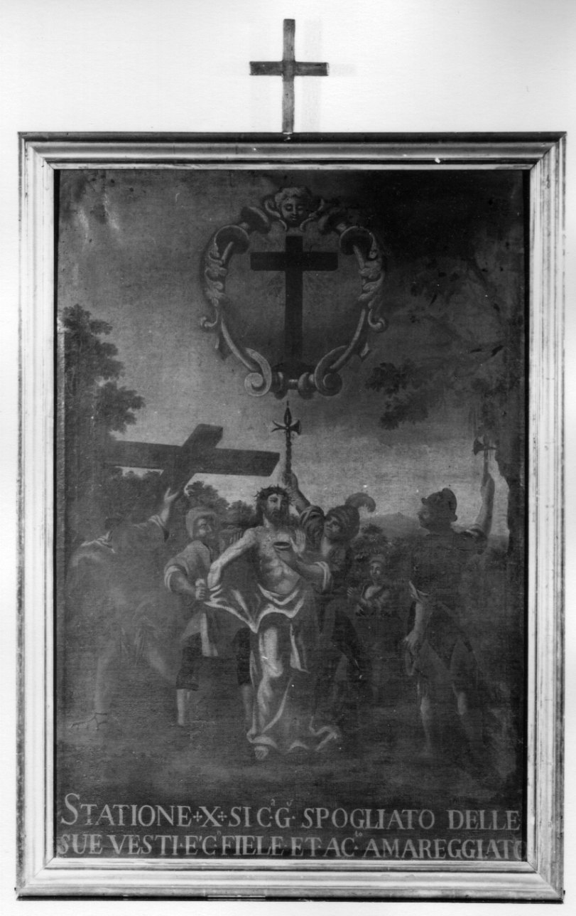 stazione X: Gesù spogliato e abbeverato di fiele (dipinto) - ambito piemontese (prima metà sec. XVIII)