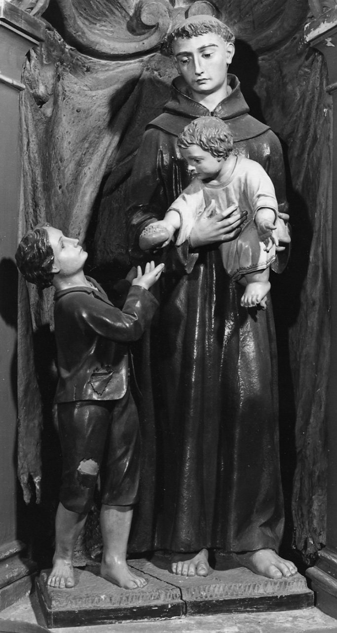 SANT'ANTONIO DA PADOVA OFFRE UN PANE A UN FANCIULLO (gruppo scultoreo, opera isolata) di Roasio Antonio (prima metà sec. XIX)