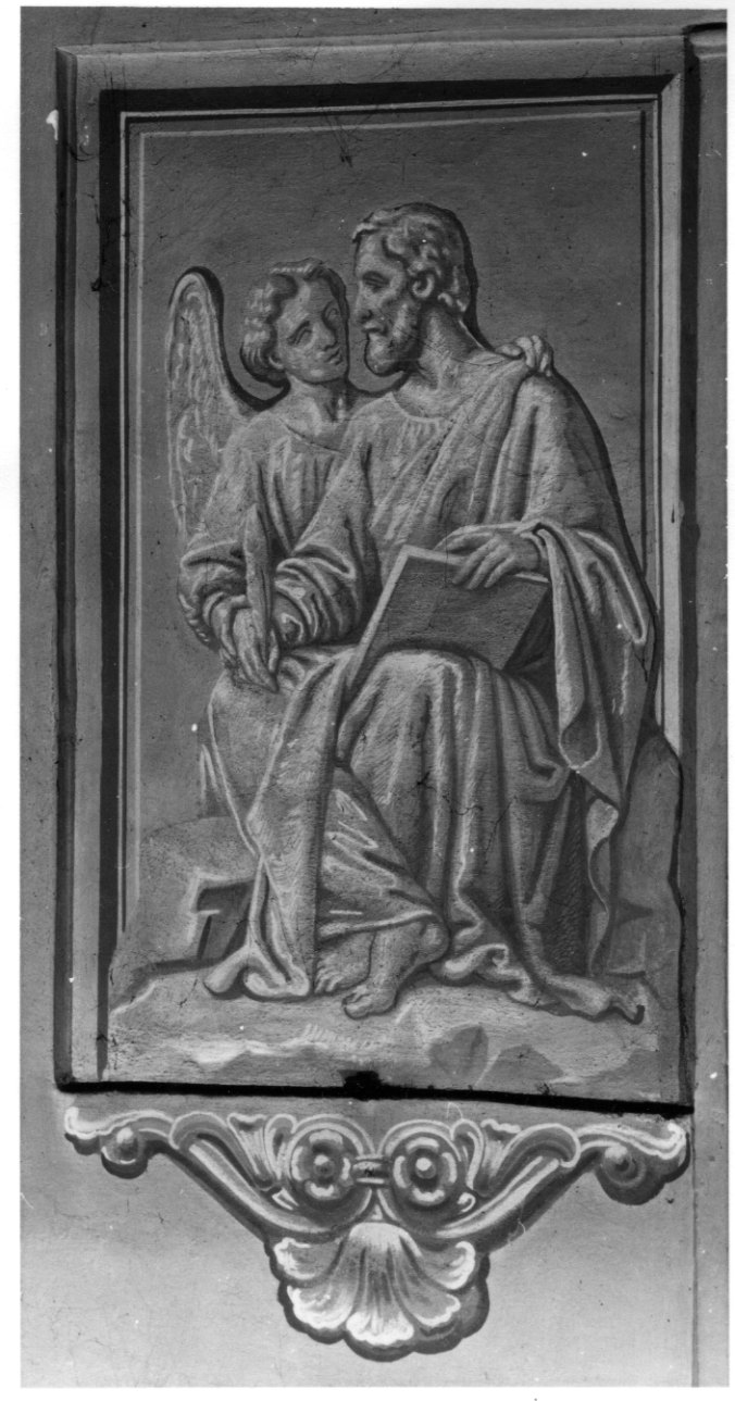 SAN MATTEO EVANGELISTA (dipinto murale) di Vinaj Andrea (terzo quarto sec. XIX)