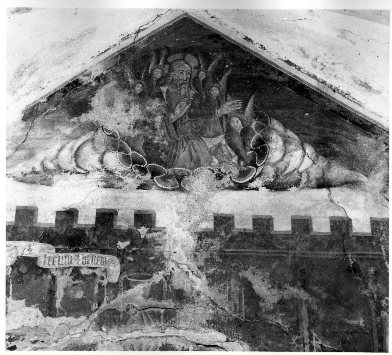 Dio Padre e cherubini (dipinto murale) - ambito piemontese (prima metà sec. XV)