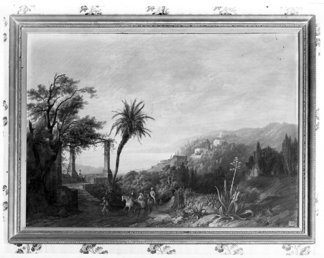 veduta della costa ligure (dipinto, opera isolata) di Gonin Enrico (metà sec. XIX)
