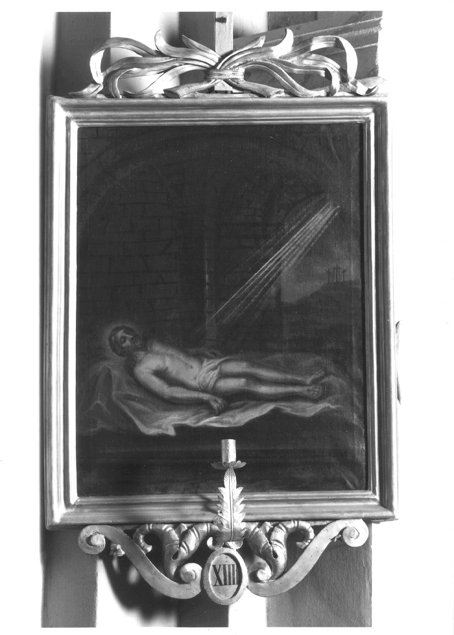 stazione XIV: Gesù deposto nel sepolcro (dipinto) - ambito piemontese (secc. XVII/ XVIII)