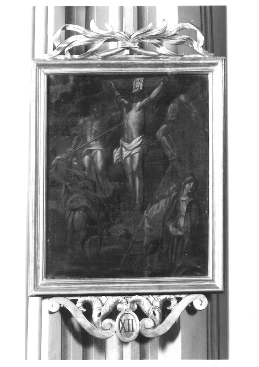stazione XII: Gesù innalzato e morto in croce (dipinto) - ambito piemontese (secc. XVII/ XVIII)