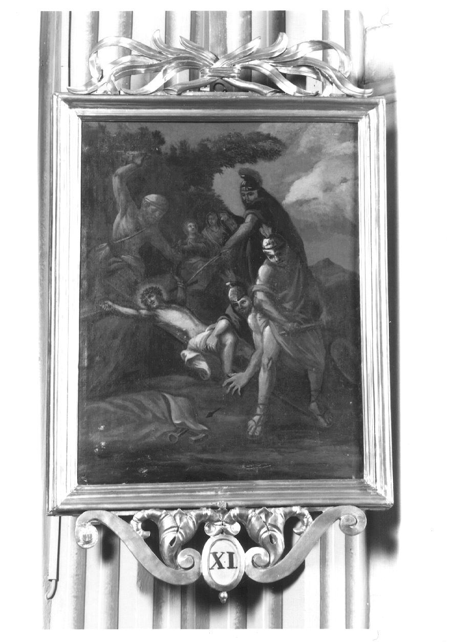 stazione XI: Gesù inchiodato alla croce (dipinto) - ambito piemontese (secc. XVII/ XVIII)