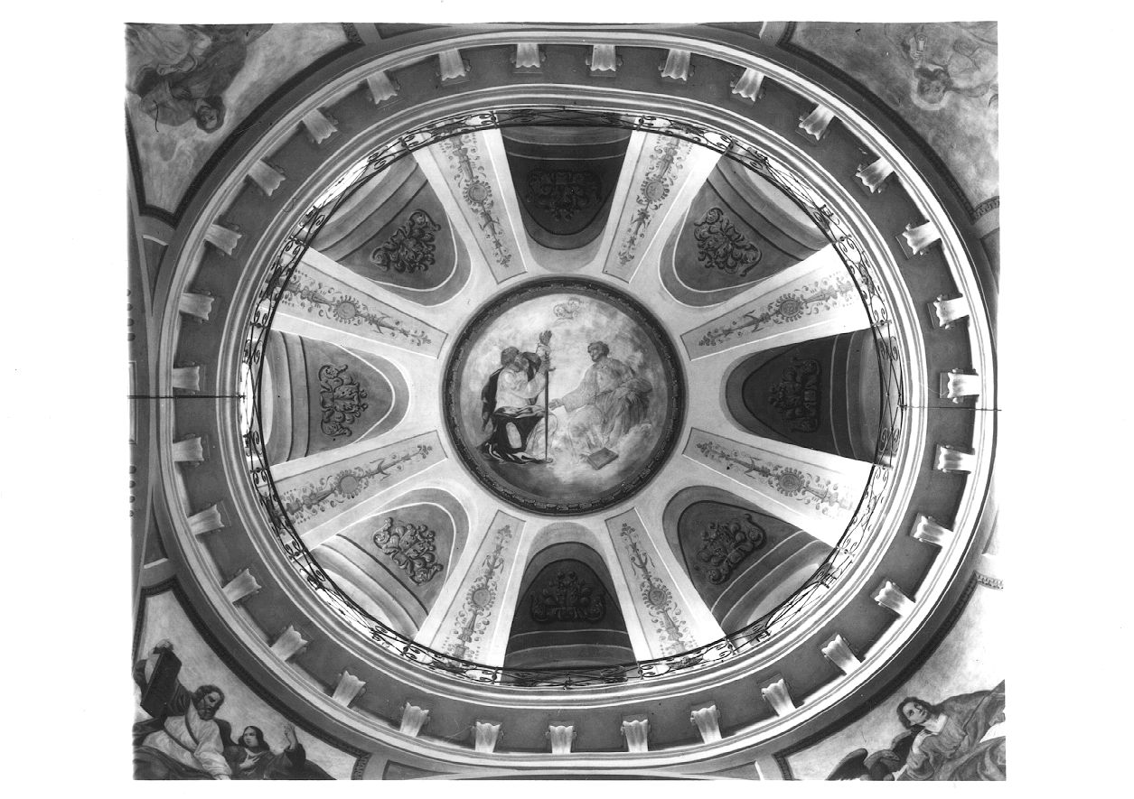 motivi decorativi, San Paolo e San Sebastiano con cherubini (decorazione pittorica, elemento d'insieme) - ambito piemontese (prima metà sec. XIX)