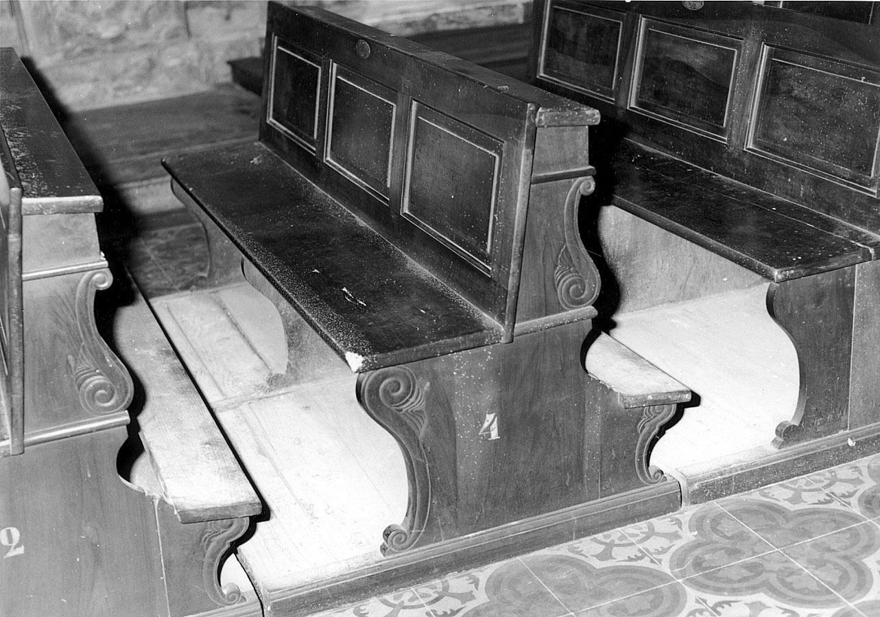 banco da chiesa, serie - ambito ligure-piemontese (secondo quarto sec. XIX)