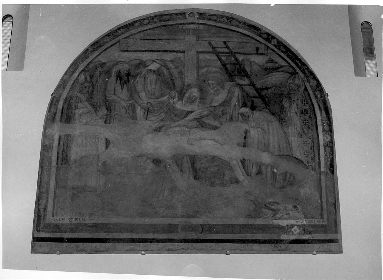 Deposizione di Cristo dalla croce (dipinto murale staccato, opera isolata) - ambito lombardo (secondo quarto sec. XV)