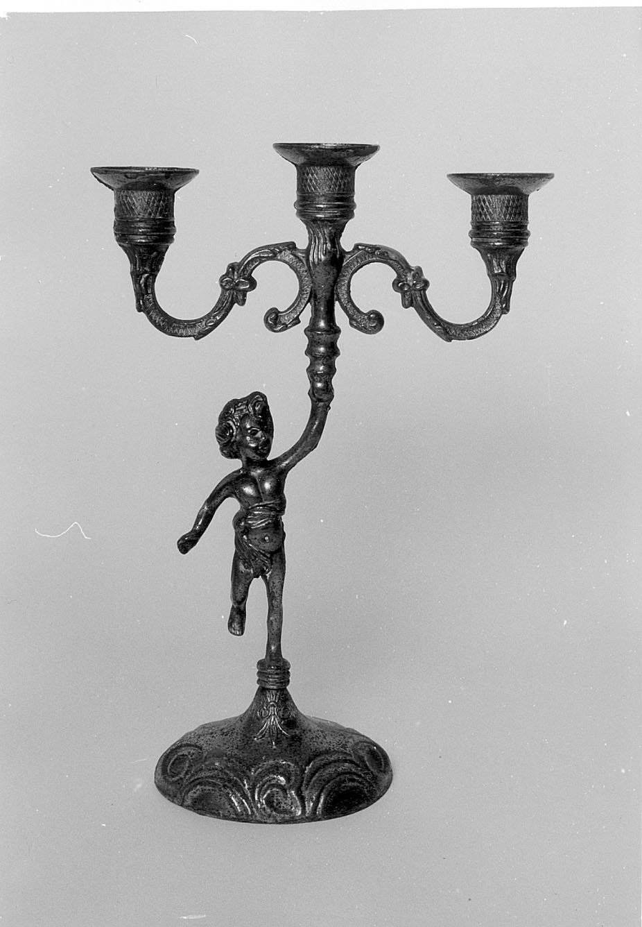 candelabro a tre bracci, serie - ambito ligure-piemontese (fine sec. XIX)