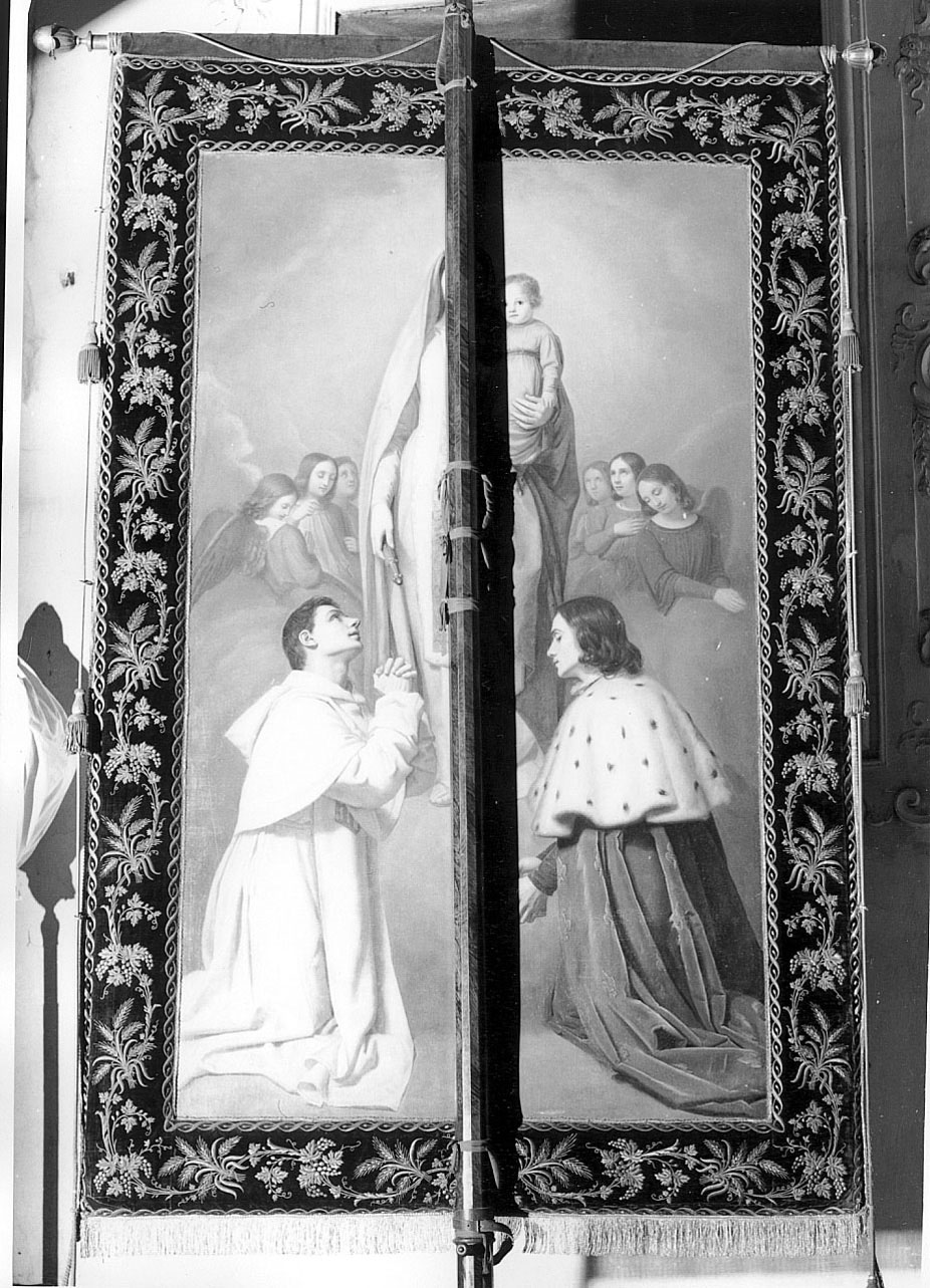 Madonna del Buon Rimedio tra San Giovanni di Matha e San Felice di Valois (dipinto) di Frascheri Giuseppe Antonio (attribuito) (sec. XIX)