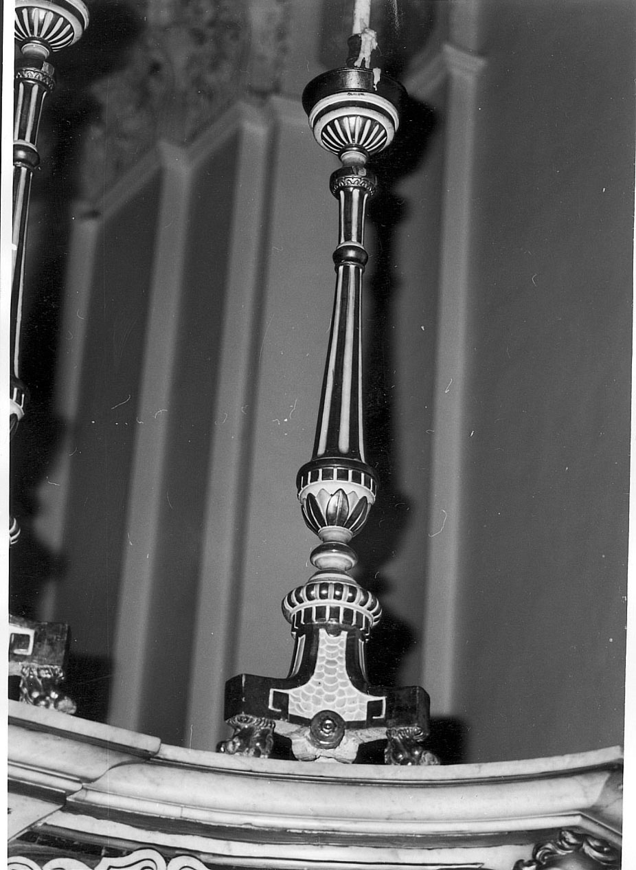 candeliere d'altare, serie - bottega ligure (prima metà sec. XIX)