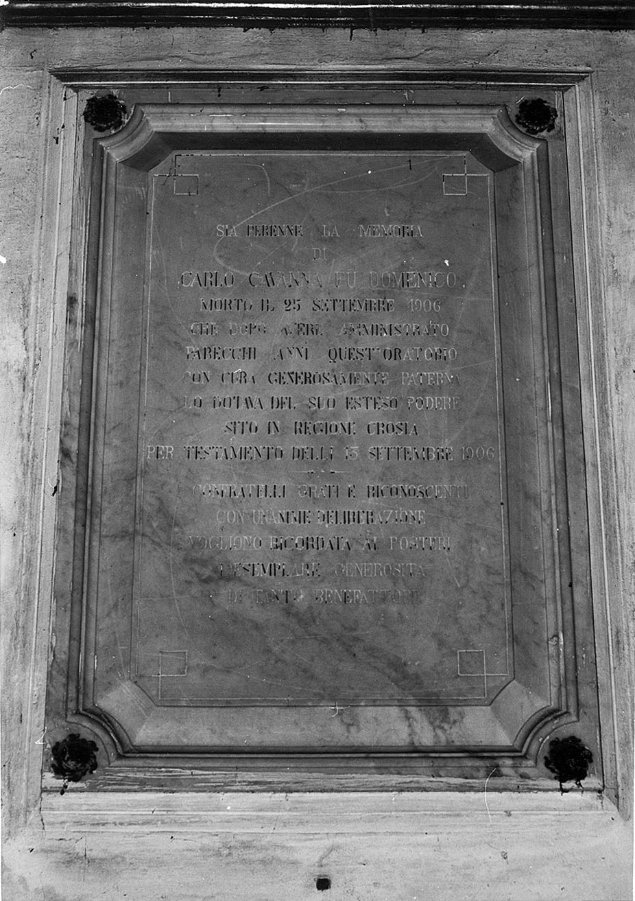 lapide documentaria, opera isolata - bottega ligure (sec. XX)