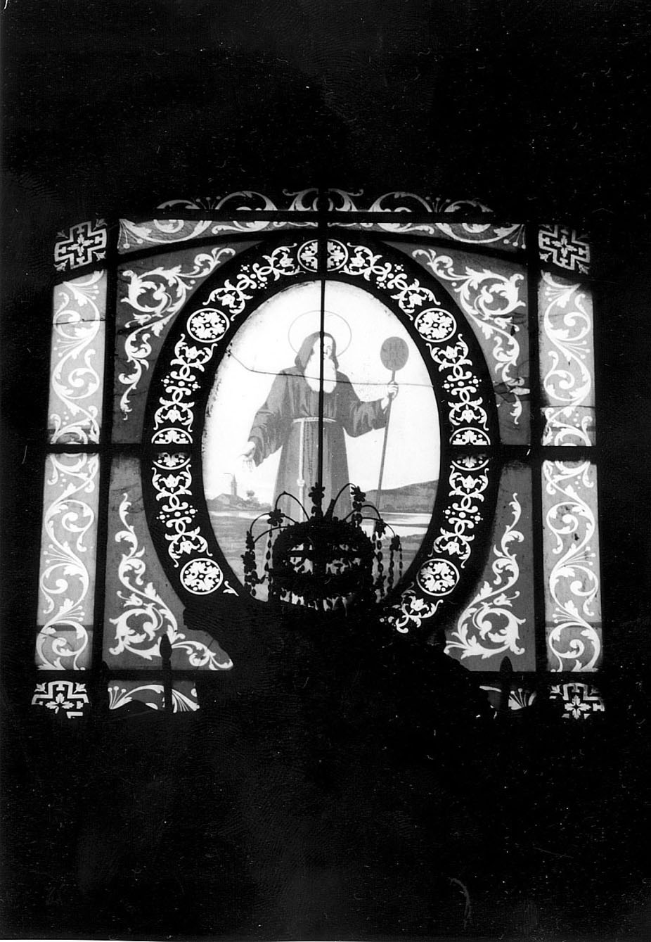 San Francesco da Paola (vetrata dipinta, elemento d'insieme) di Corbetta Fratelli (fine sec. XIX)
