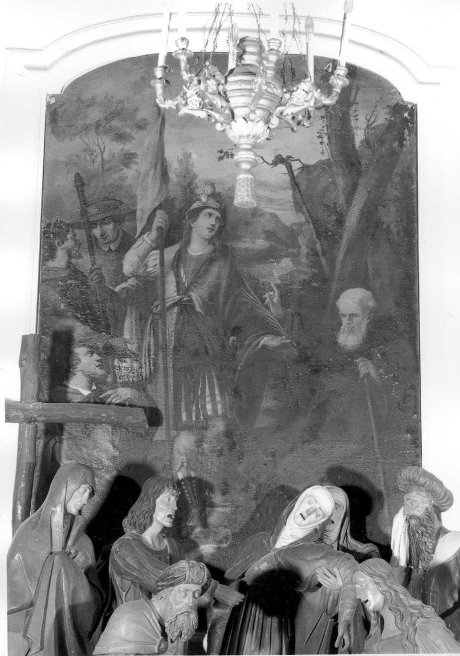 Carlo Borromeo, Sant'Antonio abate, San Rocco, San Carlo Borromeo e altri santi (dipinto, opera isolata) - ambito lombardo (?) (sec. XVIII)