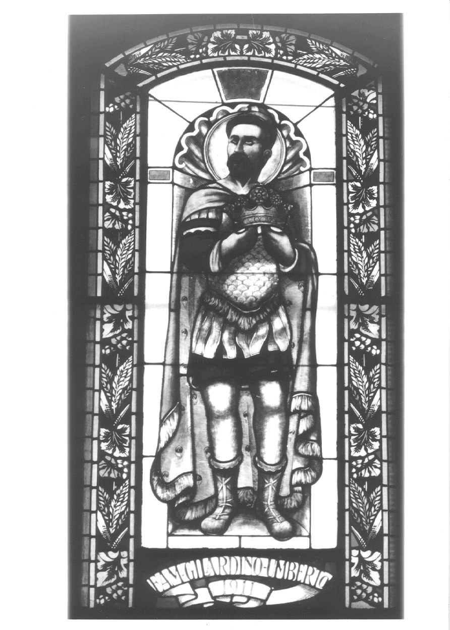 ritratto di Umberto I di Savoia (vetrata, elemento d'insieme) - bottega piemontese (primo quarto sec. XX)