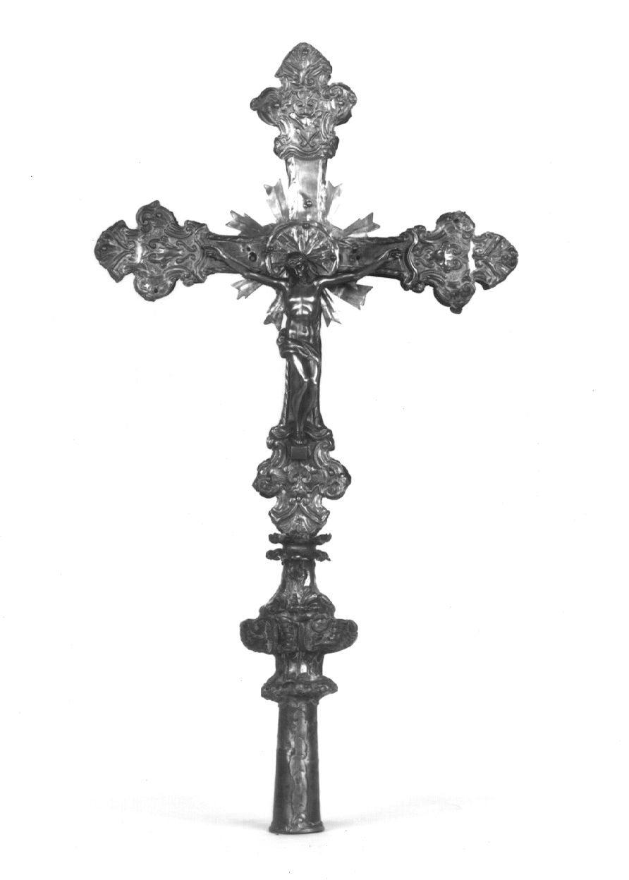 CRISTO CROCIFISSO (croce astile, opera isolata) - bottega piemontese (prima metà, prima metà sec. XVIII, sec. XX)