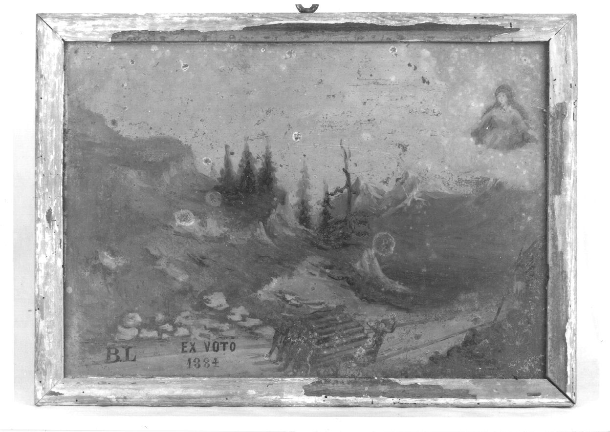 PAESAGGIO CON ALBERI (ex voto, opera isolata) - ambito piemontese (ultimo quarto sec. XIX)