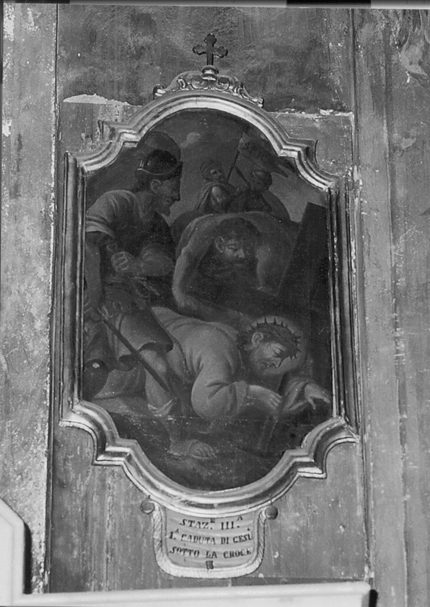 stazione III: Gesù cade sotto la croce la prima volta (dipinto) - ambito lombardo-piemontese (terzo quarto sec. XVIII)