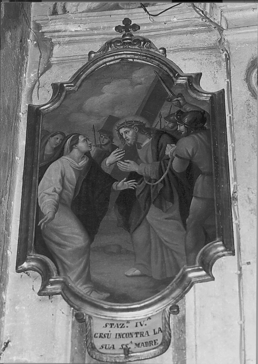 stazione IV: Gesù incontra la Madonna (dipinto) - ambito lombardo-piemontese (terzo quarto sec. XVIII)