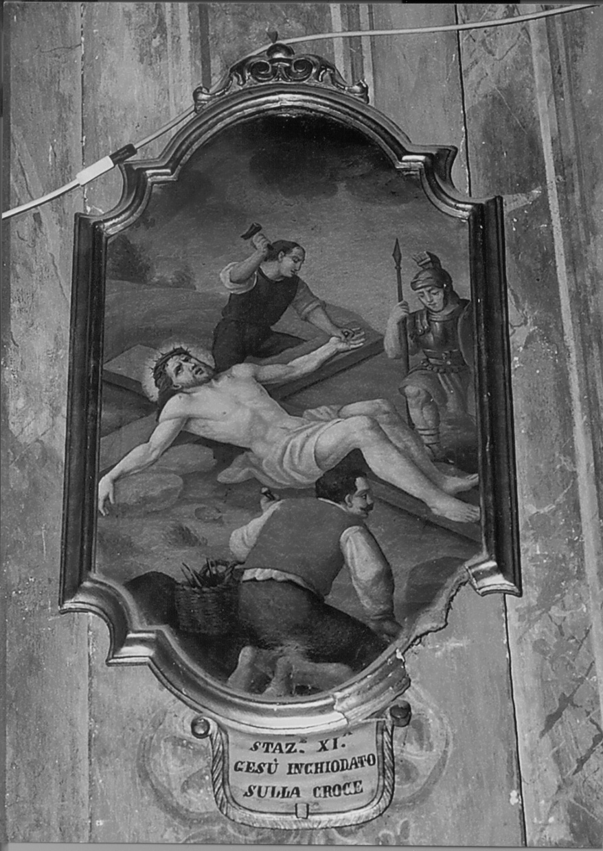 stazione XI: Gesù inchiodato alla croce (dipinto) - ambito lombardo-piemontese (terzo quarto sec. XVIII)
