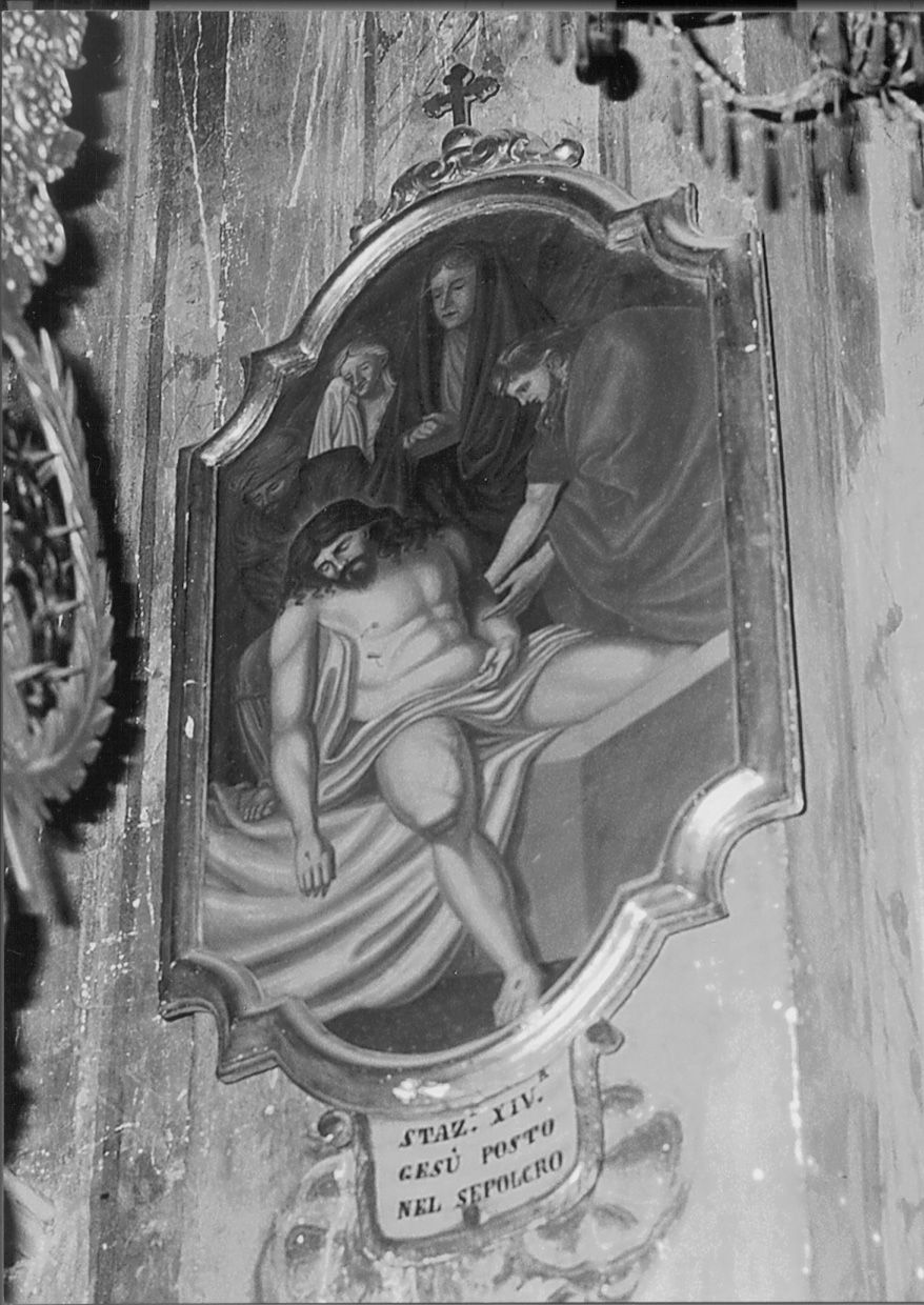 stazione XIV: Gesù deposto nel sepolcro (dipinto) - ambito lombardo-piemontese (terzo quarto sec. XVIII)