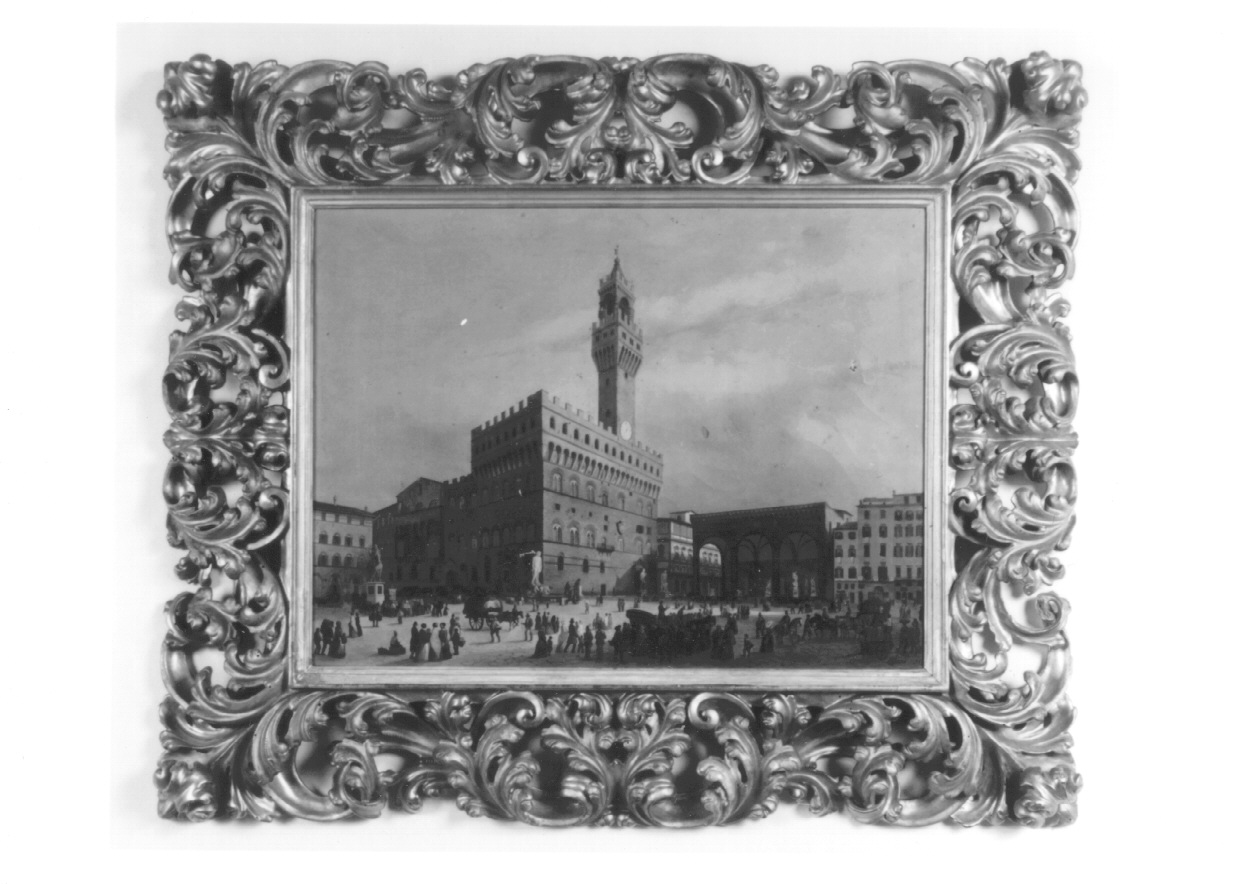 veduta di piazza della Signoria di Firenze (dipinto, opera isolata) di Aliani Lorenzo (metà sec. XIX)