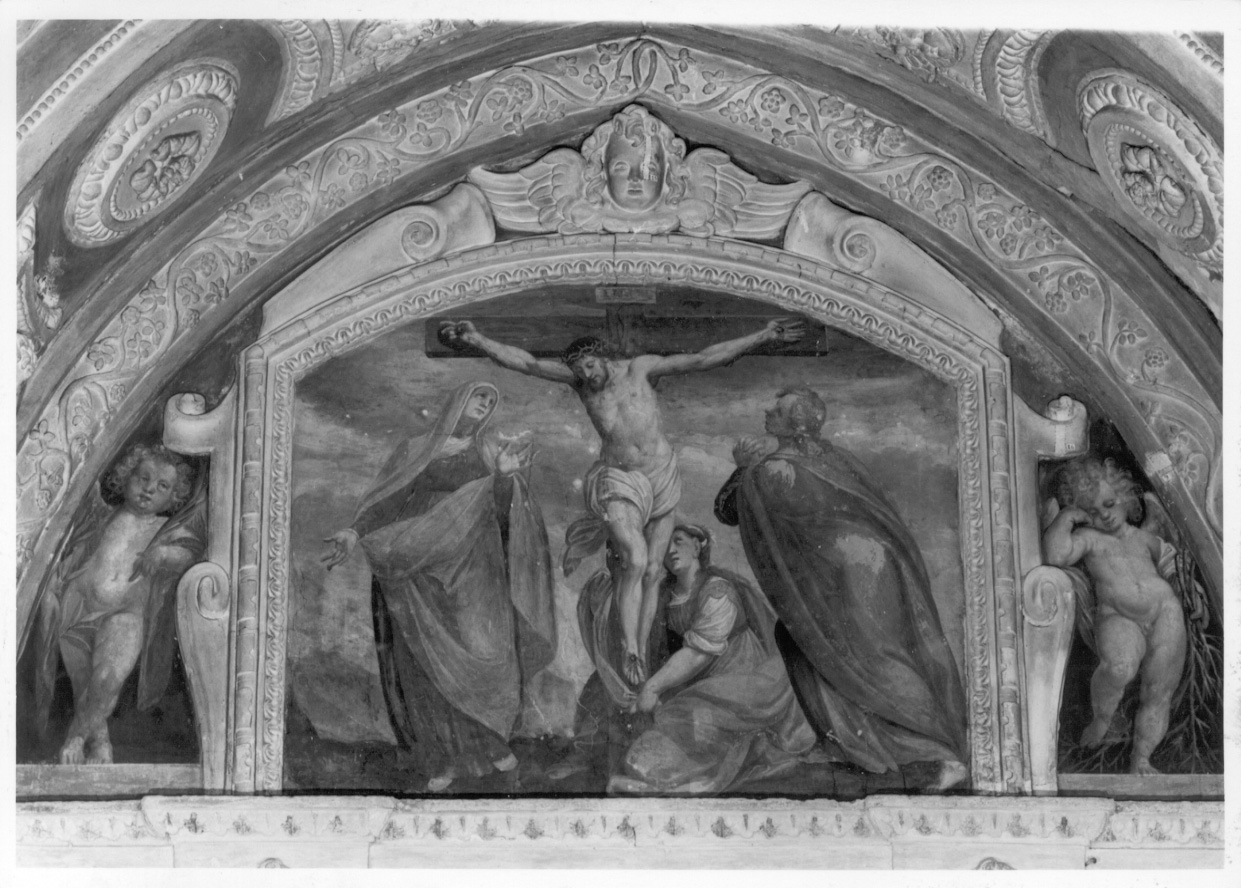 angioletti con ulivo (fastigio, elemento d'insieme) - bottega lombarda (inizio sec. XVII)