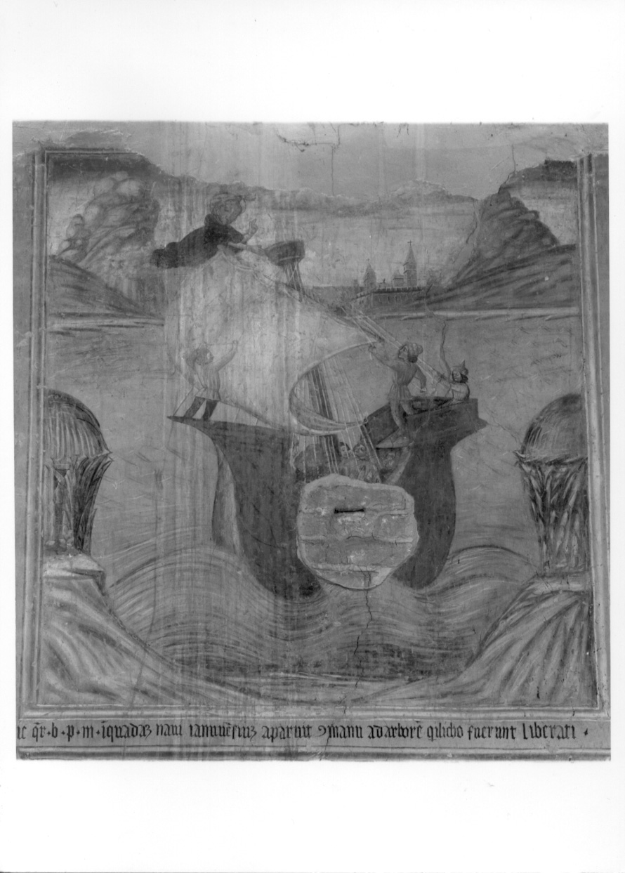 San Pietro Martire interviene a salvare una nave (dipinto murale, elemento d'insieme) - ambito lombardo (seconda metà sec. XV)