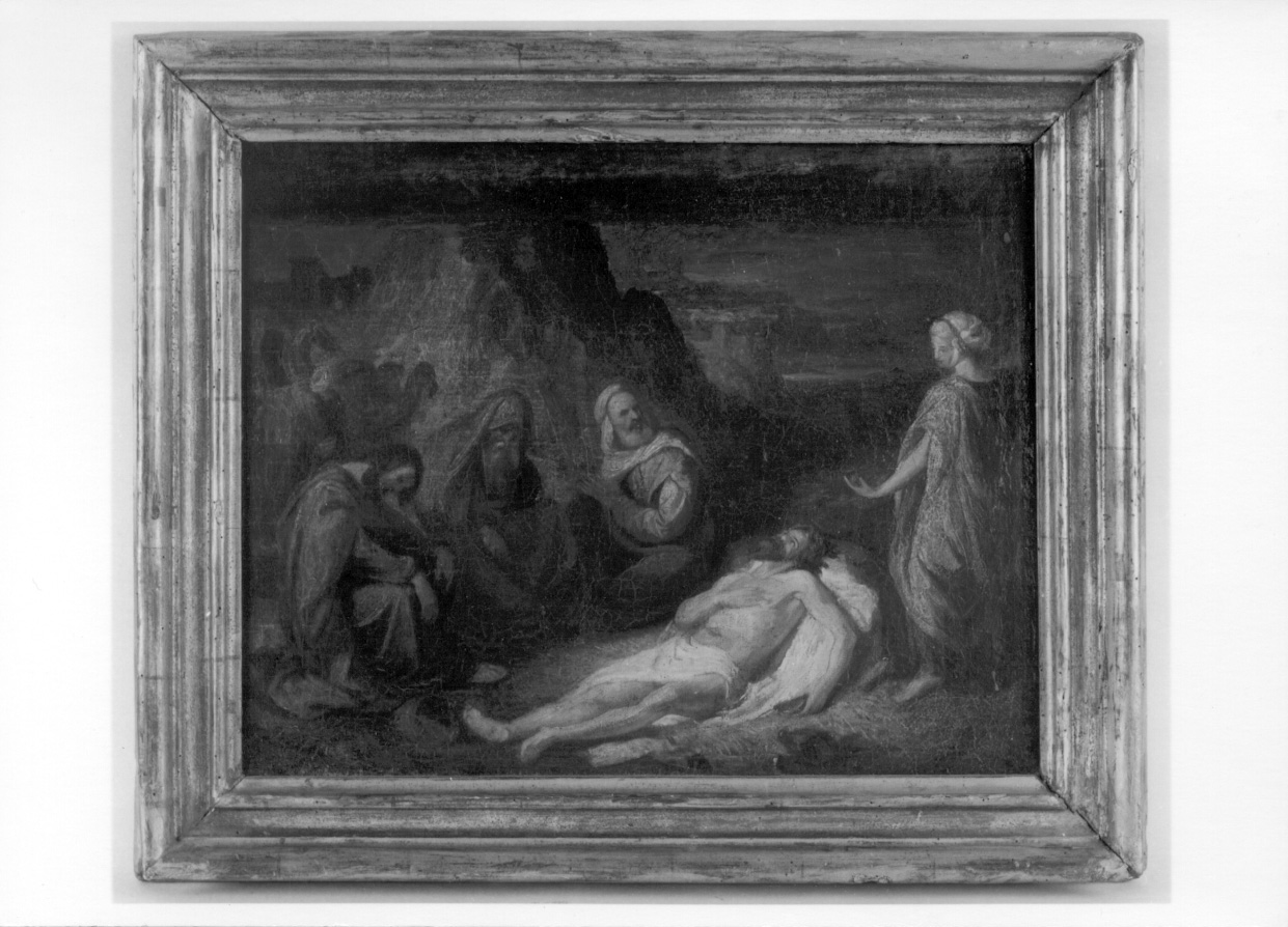 COMPIANTO SUL CRISTO MORTO (dipinto, opera isolata) - ambito italiano (seconda metà sec. XIX)
