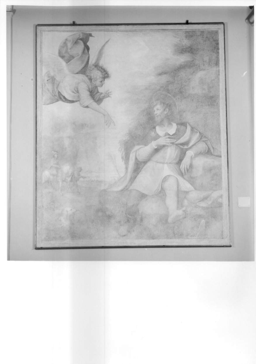 San Rocco nel deserto curato dall'angelo (dipinto murale, opera isolata) di Caccia Guglielmo detto Moncalvo (primo quarto sec. XVII)