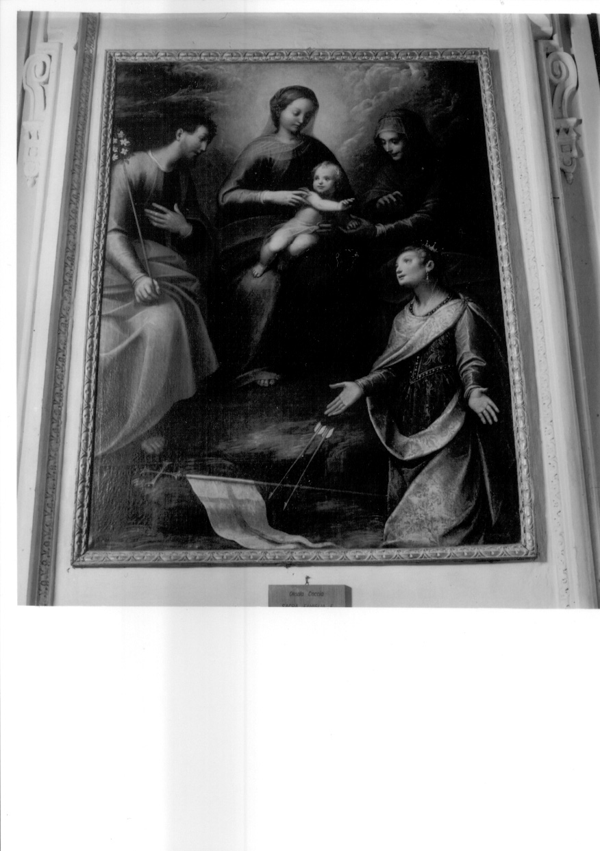 Sacra Famiglia con Sant'Anna e Sant'Orsola (dipinto, opera isolata) di Caccia Orsola Maddalena (metà sec. XVII)