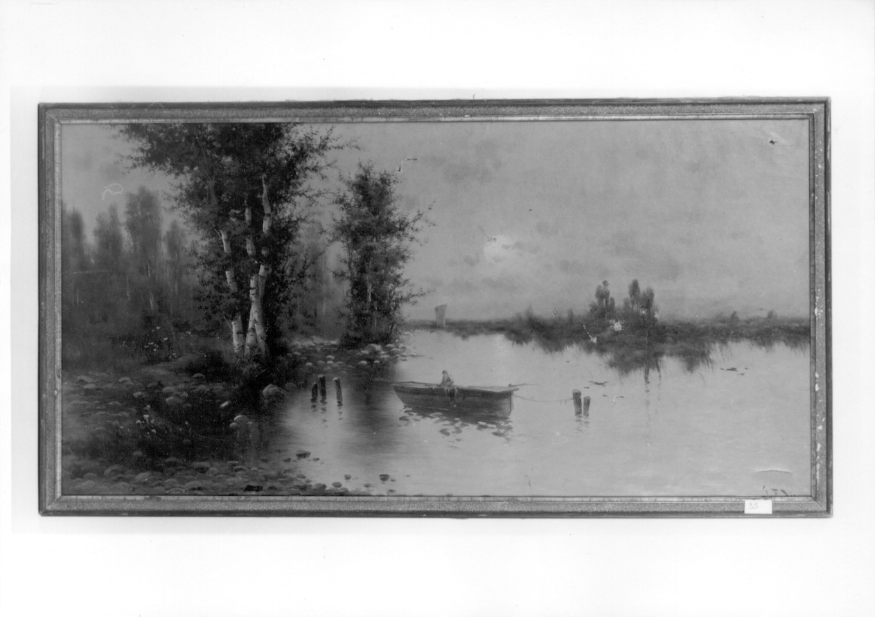 PAESAGGIO LACUSTRE (dipinto, opera isolata) di Diez D. F (seconda metà sec. XIX)