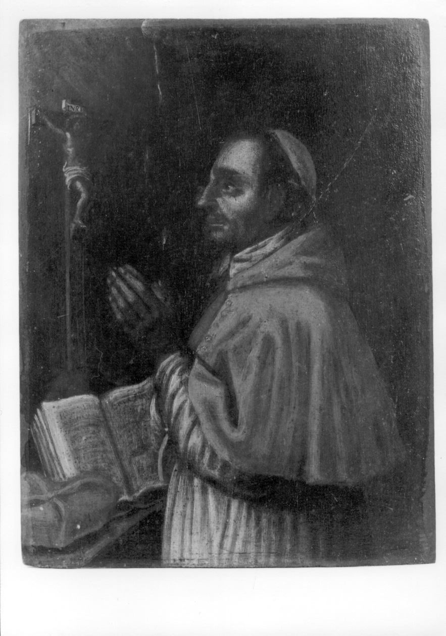 San Carlo Borromeo in adorazione della croce (dipinto, opera isolata) - ambito piemontese (prima metà sec. XVIII)