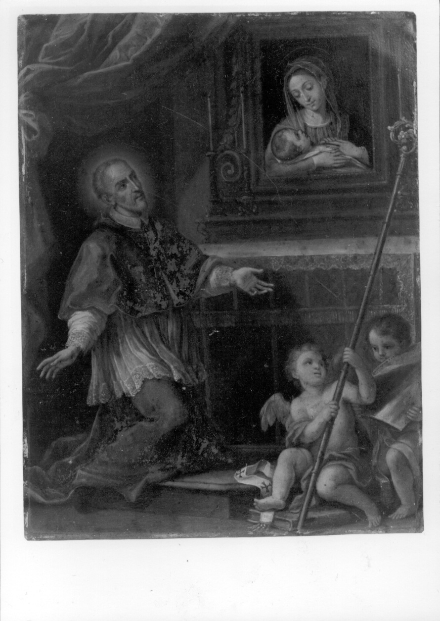 Sant'Alessandro Sauli in adorazione della Madonna della provvidenza (dipinto, opera isolata) - ambito piemontese (terzo quarto sec. XVIII)