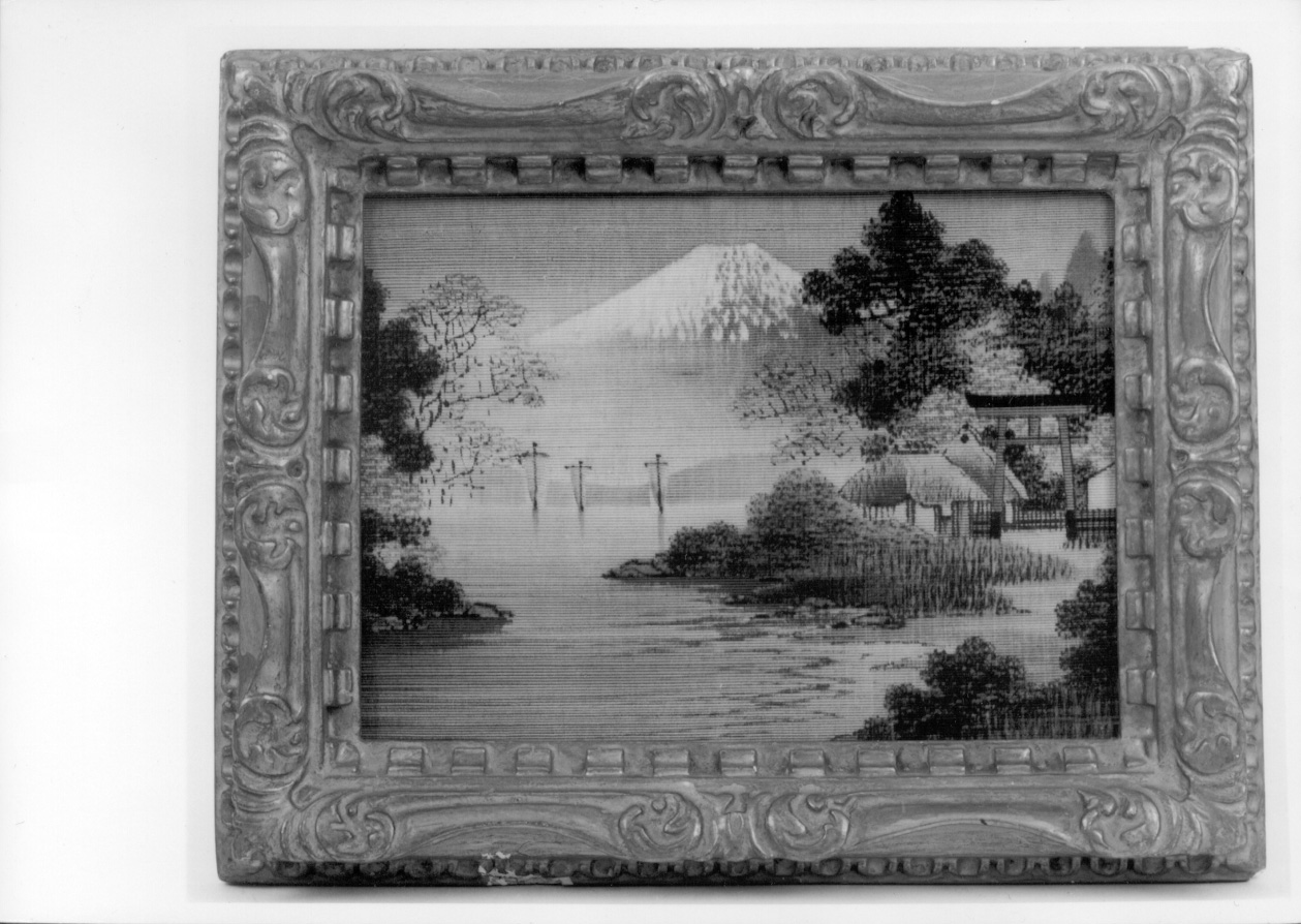 PAESAGGIO LACUSTRE (arazzo, opera isolata) - manifattura giapponese (primo quarto sec. XX)