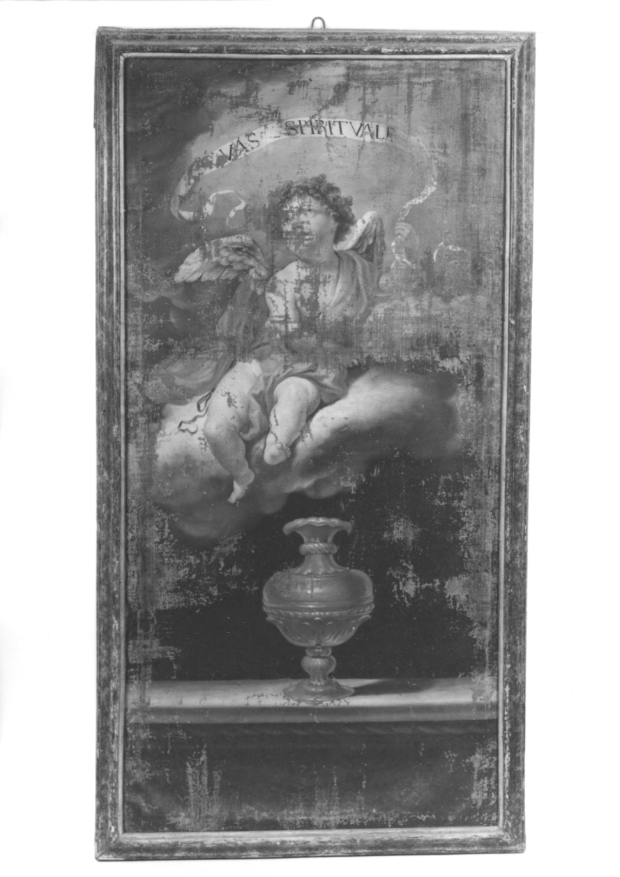 angelo con simbolo mariano (dipinto, elemento d'insieme) - ambito piemontese (sec. XVII)