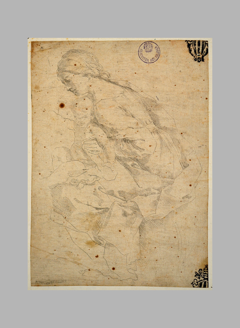 Madonna con Bambino (stampa smarginata) di Reni Guido (scuola) (prima metà sec. XVII)