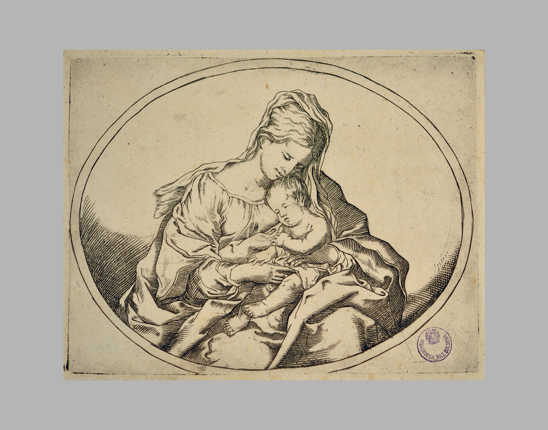 Madonna con Bambino (stampa) di Reni Guido (maniera) (metà sec. XVII)