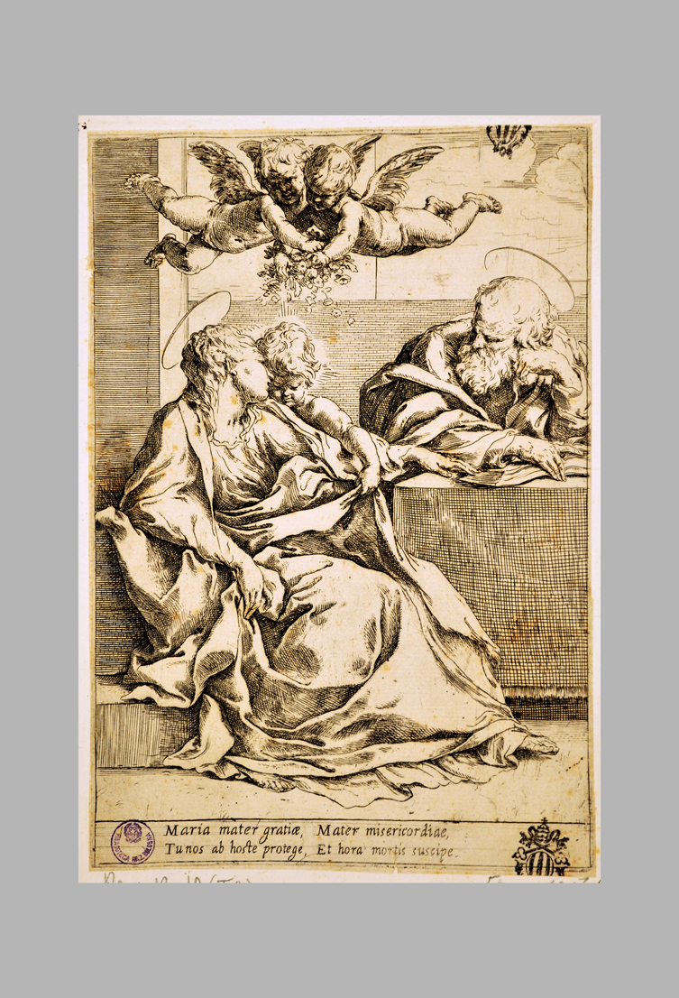 Sacra Famiglia (stampa smarginata) di Reni Guido (scuola) (prima metà sec. XVII)