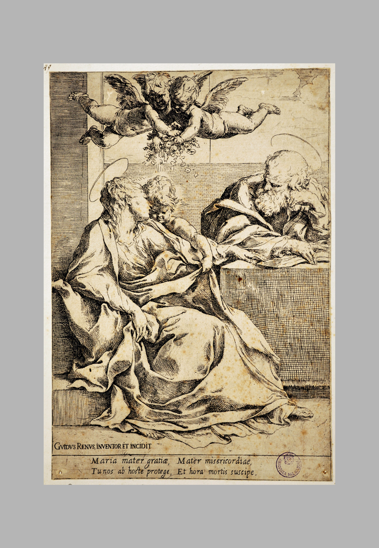 Sacra Famiglia (stampa smarginata) di Reni Guido (scuola) (prima metà sec. XVII)