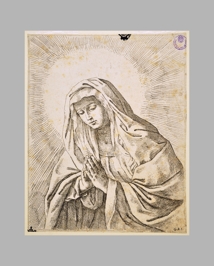 Madonna orante (stampa) di Reni Guido (cerchia) (metà sec. XVII)