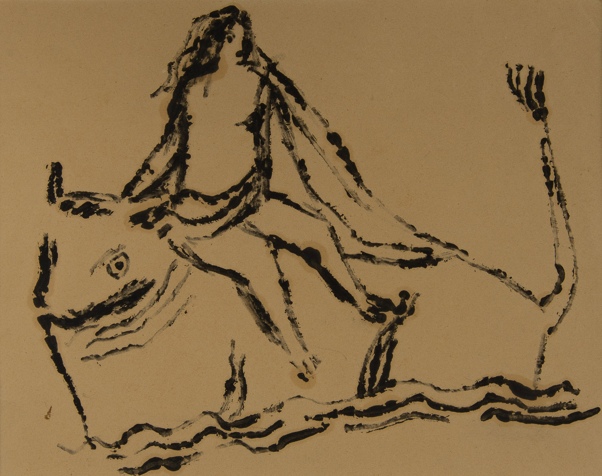 Viaggio d'Europa, Europa a cavallo del toro (disegno) di Martini Arturo - ambito italiano (prima metà XX)