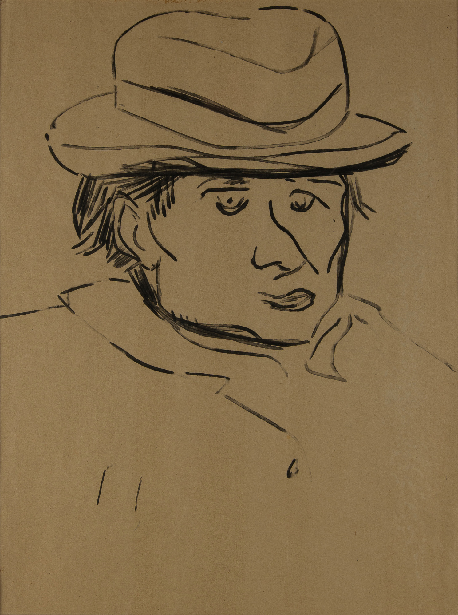 Ritratto d'uomo, Ritratto d'uomo con cappello (disegno) di Martini Arturo - ambito italiano (prima metà XX)