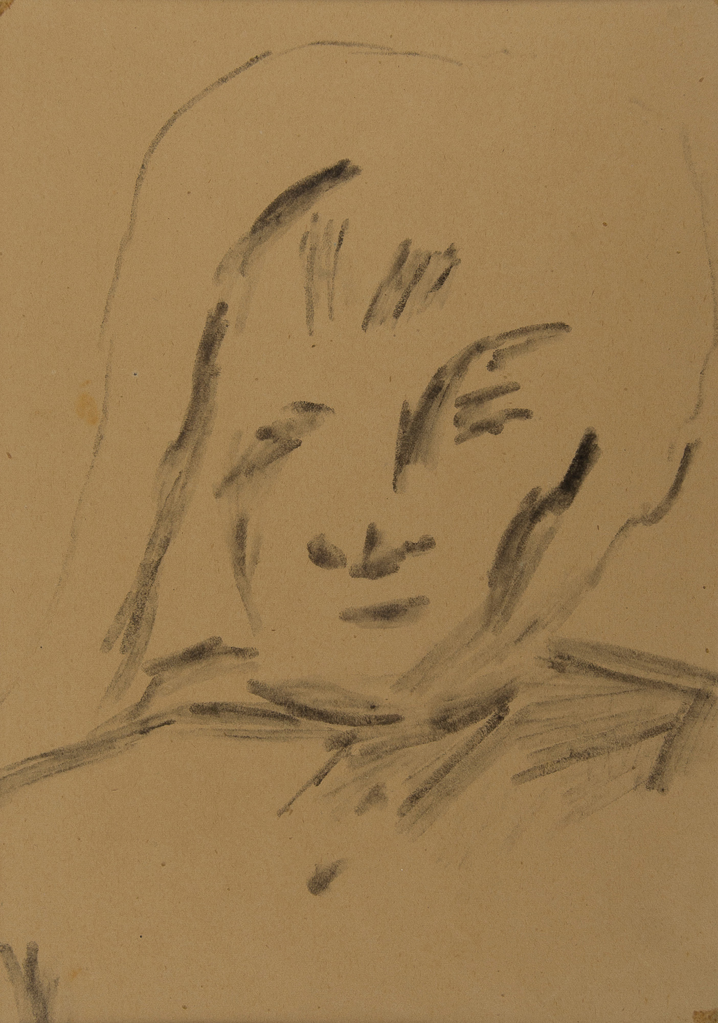 Fanciulla col fiocco, Ritratto di ragazza con fiocco (disegno) di Martini Arturo - ambito italiano (prima metà XX)