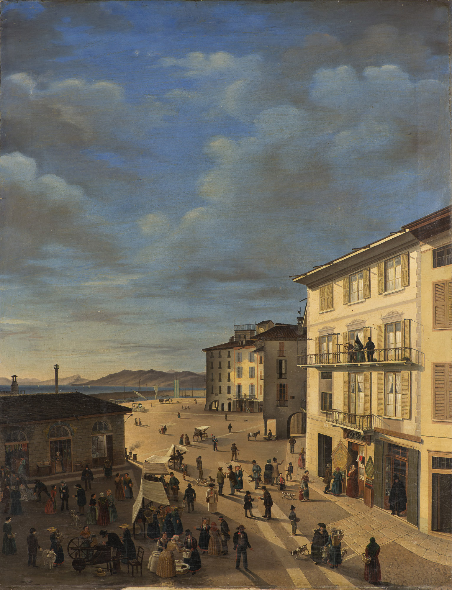 Piazza del Municipio a Intra (dipinto) di Litta, Luigi (ultimo quarto XIX)