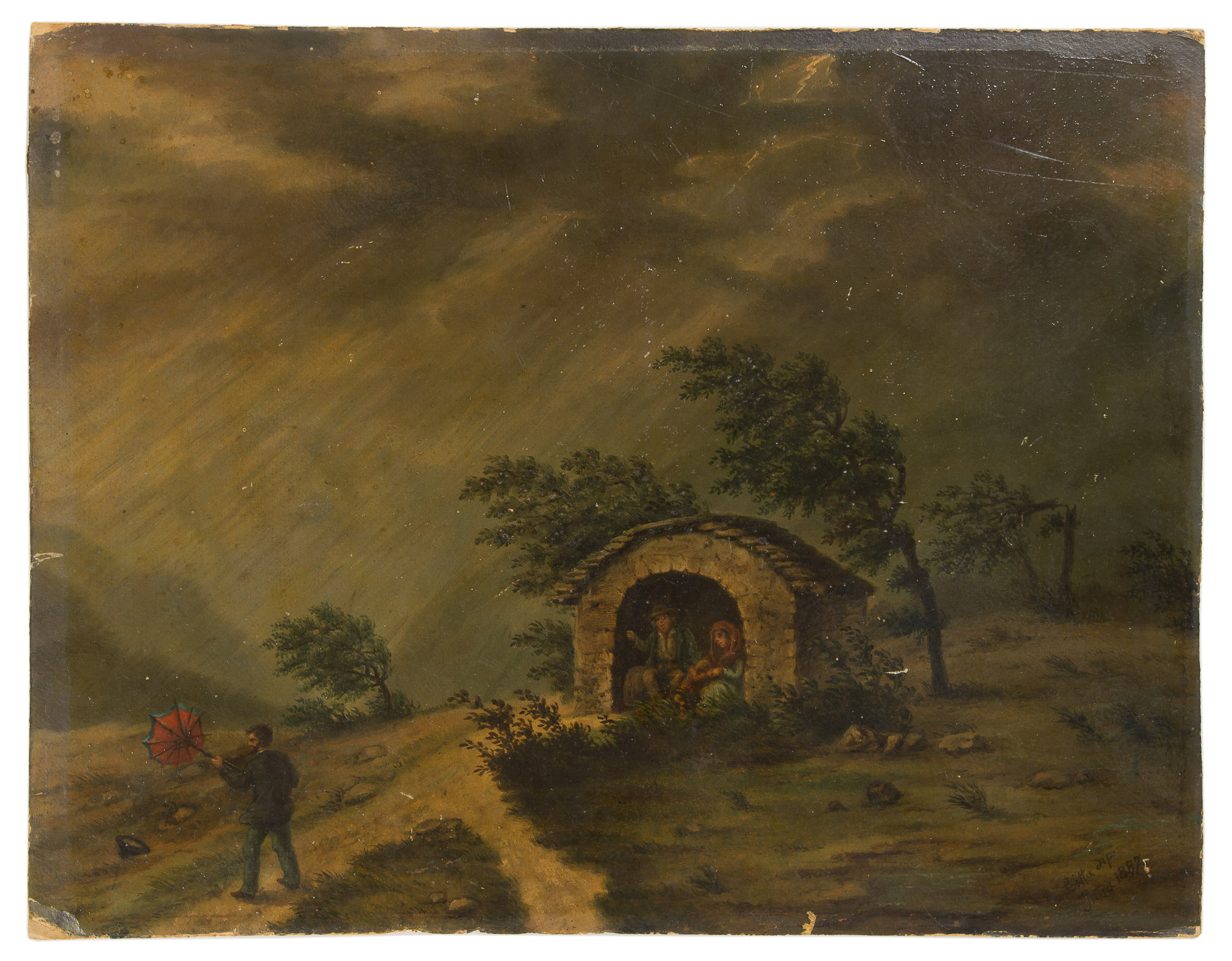 cappelletta sotto il temporale (dipinto) di Litta, Luigi (ultimo quarto XIX)