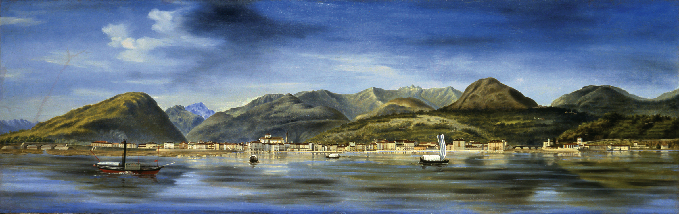 veduta di Intra dal lago (dipinto) di Litta, Luigi (ultimo quarto XIX)