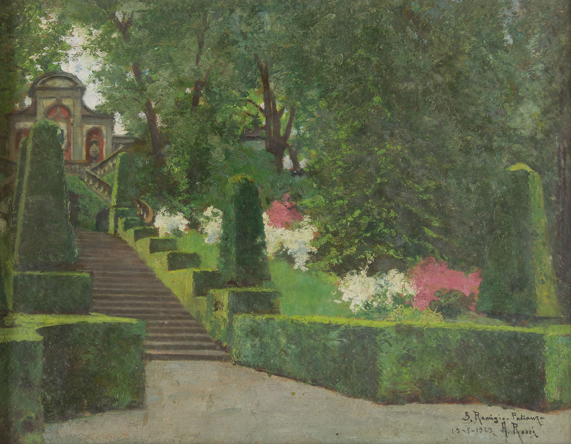 scalea di Villa San Remigio (dipinto) di Rossi Alberto - ambito piemontese (primo quarto XX)