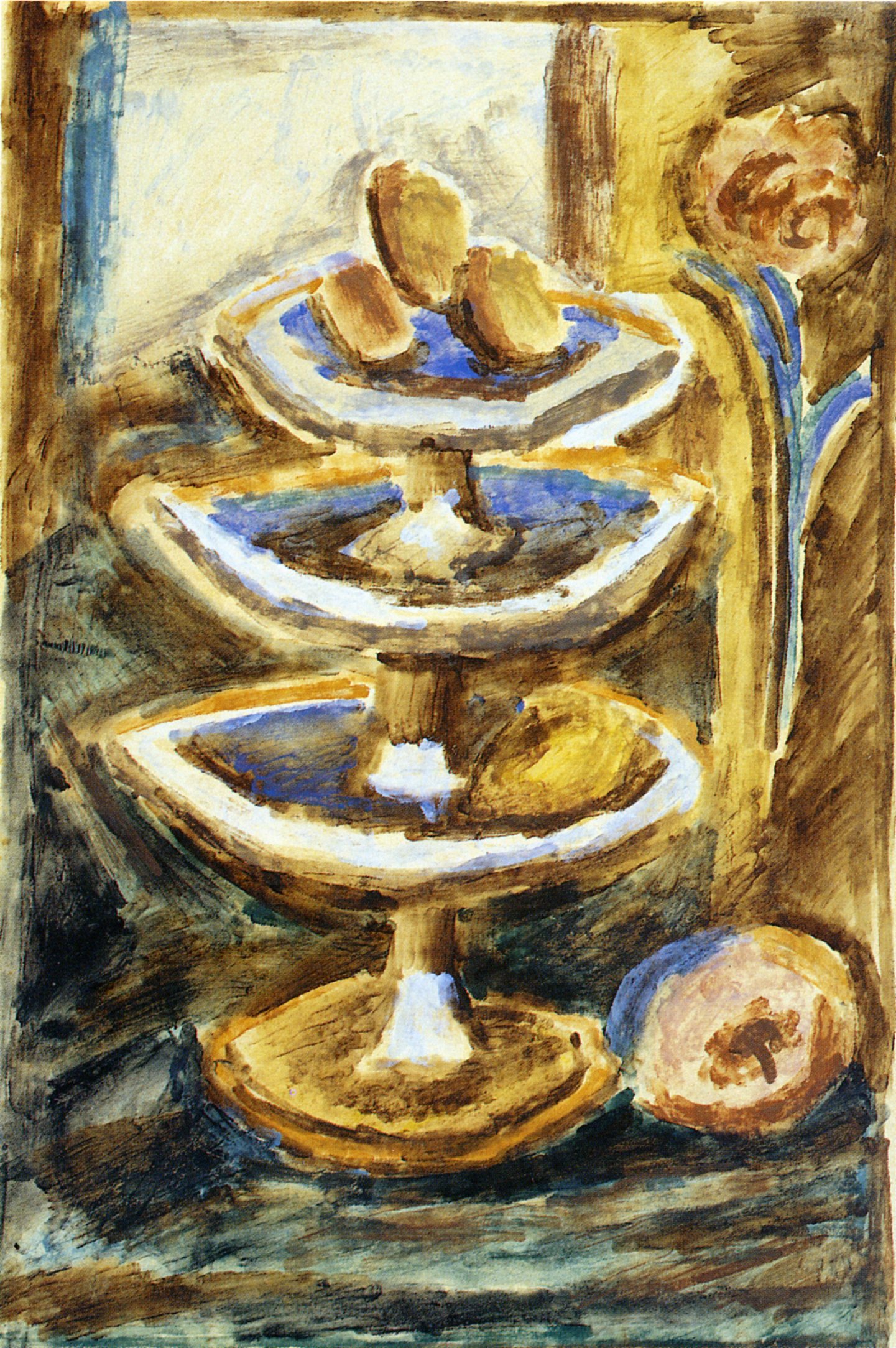 Alzata di frutta, Natura morta con frutta (dipinto) di Martini Arturo - ambito italiano (prima metà XX)